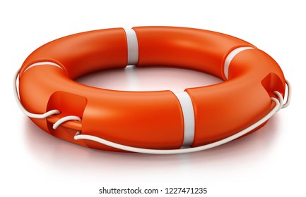 Life Buoy Isolated On White Background. 3D Illustration.