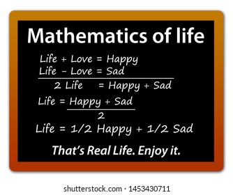 Life Mathematics Showing Life Is Half Sad, Half Happy