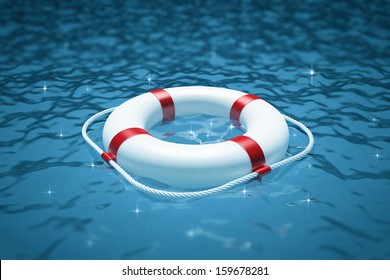 Life preserver on water
