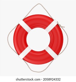 Lifebuoy Life Ring 3D Rendering Isolated On White Background