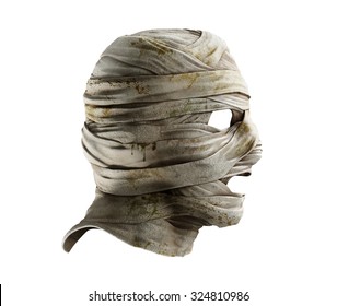 Lifelike Mummy Mask Made Of Bandage. Profile View. Photo Realistic 3d Render