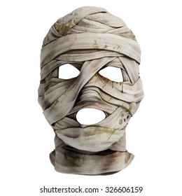 Lifelike Mummy Mask Made Of Bandage. Front View. Photo Realistic 3d Render