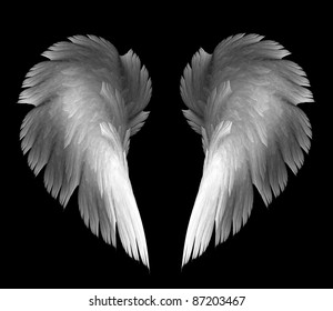 Light Angel Wings On A Black Background