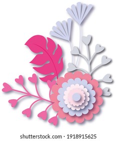 Light  Art Decors Paper Flowers In 3d Illustration