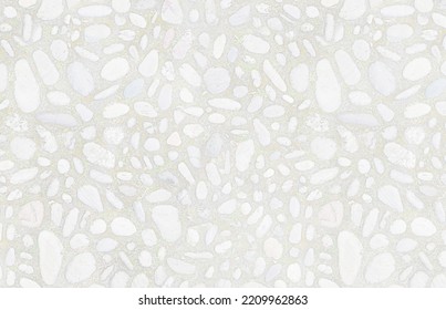 Light Beige And White Cobblestone Surface Texture. Backgrounds And Textures. 3d Illustration.