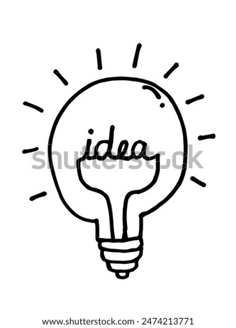 Light blub icon element hand drawn blak line doodle cartoon with world idea