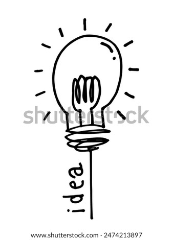 Light blub icon element hand drawn blak line doodle cartoon 
