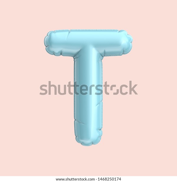 Light Blue Balloon Letter T 3d Stock Illustration