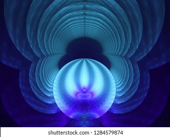 Light Blue, Dark Blue And Purple Arcade Pinball Flame Fractal Going Through Tunnel