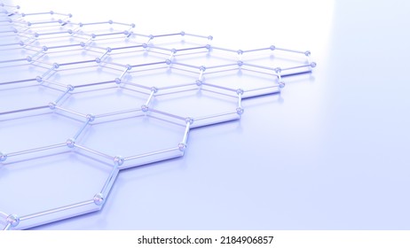 Light Blue Molecular Background Image For Cosmetics,nanotechnology And Research, 3D Rendering.