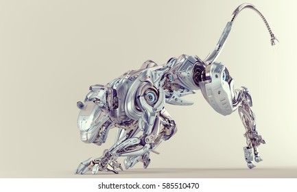 Light Blue Pearl Robot Panther Hunting Stock Illustration 585510470 ...