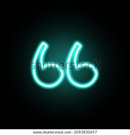 light blue quotation mark neon icon