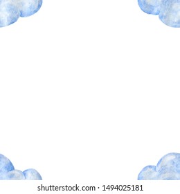 Light Blue Watercolor Clouds Frame On Stock Illustration 1494025181 ...