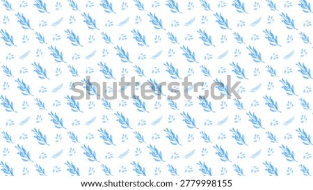 Light blue and white seamless pattern with repetitive symbols in diverse sizes for background