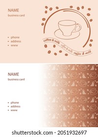 Light Brown Visit Cards With Cups And Coffee Grains