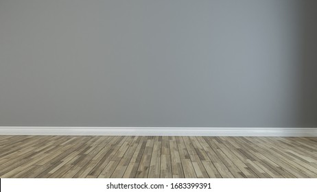 Light brown wall empty room with wooden floor 3d rendering