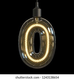 Light Bulb 3d Font 3d Rendering Number 0