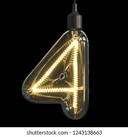 Light Bulb 3d Font 3d Rendering Number 4