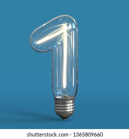 Light Bulb 3d Font 3d Rendering Number 1