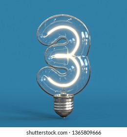 Light Bulb 3d Font 3d Rendering Number 3