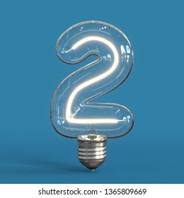 Light Bulb 3d Font 3d Rendering Number 2