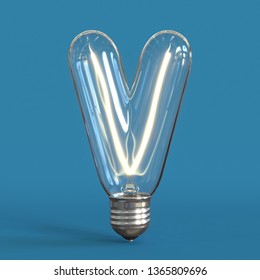 Light Bulb 3d Font 3d Rendering Letter V