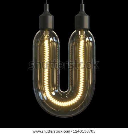 Light bulb 3d font 3d rendering letter U