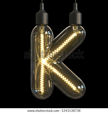 Light bulb 3d font 3d rendering letter K
