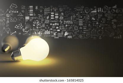 Light Bulb 3d On Business Strategy Background As Concept