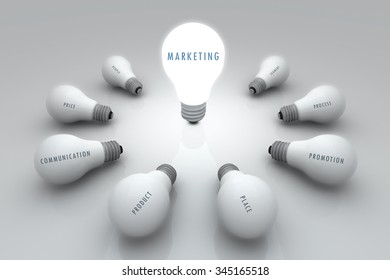 Light Bulb 3D render Circle Group Outstanding Brightness present Marketing concept