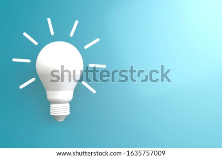 Light bulb with blue background. Creative concept, 3D rendering