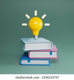 Light Bulb with book. Education concept. 3D rendering - Shutterstock ID 2196153737