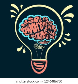 Light Bulb Brain Lettering Self Awareness Stock Illustration 1246486750 ...