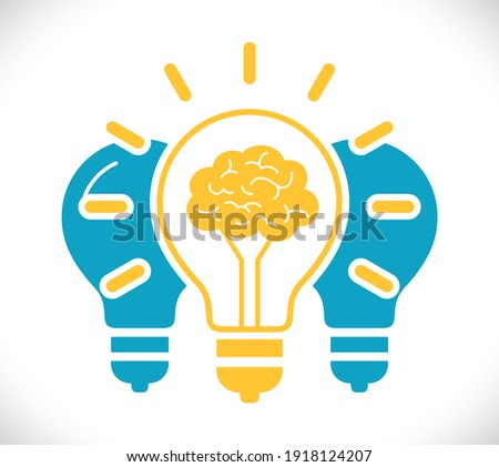 light bulb with brain teamwork isolated on white