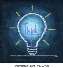 light bulb ,concept thinking new idea ,drawing by chalk
