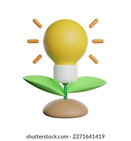 Light Bulb Growth 3d rendering illustration