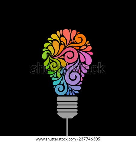 Light bulb icon with concept of idea. Color original sign of creativity. Illustration for print, web