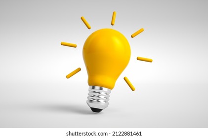 Light Bulb Light Bulb Idea Icon Concept Top View On White Background. 3d Rendering.