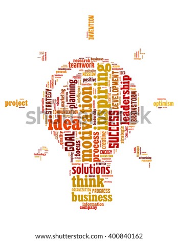 Light Bulb Idea, word cloud concept on white background.