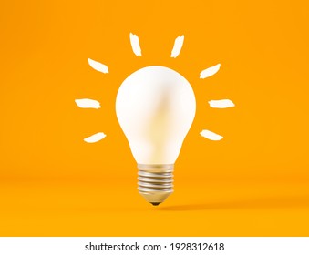 Light Bulb Isolated From Orange Background, Idea Concept. 3d Rendering