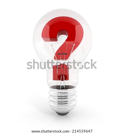light bulb with question mark in it. concept of dilemma. 3d illustration isolated on white background