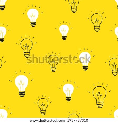 Light bulb Seamless Pattern hand drawn. Illustration.