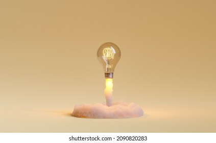 light bulb taking off and releasing smoke. concept of idea explosion, learning, education and startup. 3d rendering - Powered by Shutterstock