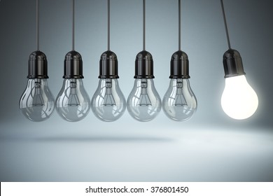 Light Bulbs And Perpetual Motion. Idea O Creativity Concept.3d