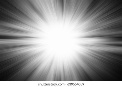 Light Burst Explosion In Black And White Illustration For Background.