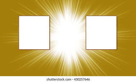 A light burst golden background with two placements.