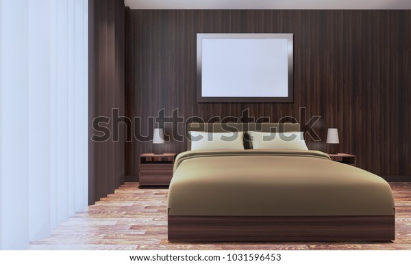 Light Cute Cozy Home Bedroom Interior Stock Illustration