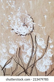Light Dandelion   Wind  drawing and Pastel Chalk Craft Paper