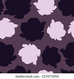 Light And Dark Purple Rose Silhouettes Seamless Repeat Design