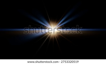 Light effect ray shining sun bright flash Special lens flare on black background